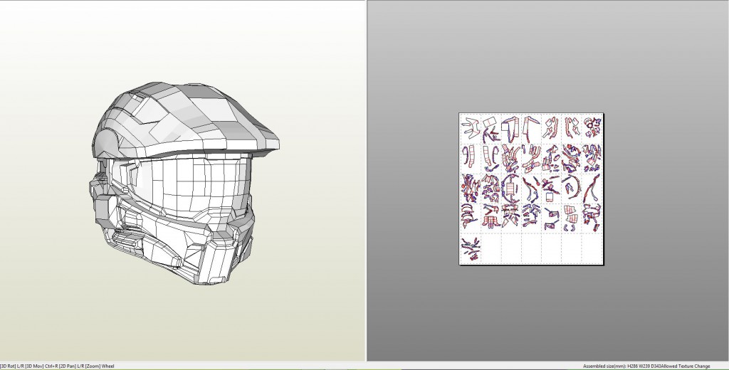 1024x520 Papercraft .pdo File Template For Halo 4 - Master Chief Helmet Sketch