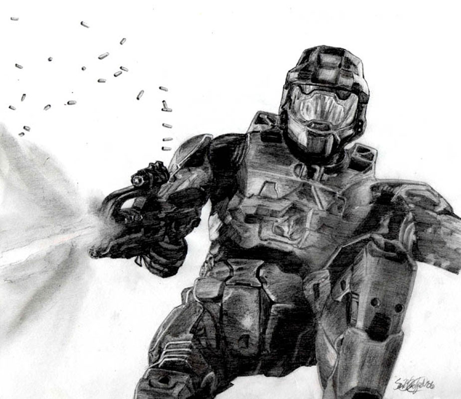Master Chief Sketch at PaintingValley.com | Explore collection of ...