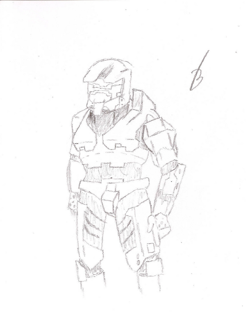 Master Chief Sketch at PaintingValley.com | Explore collection of ...