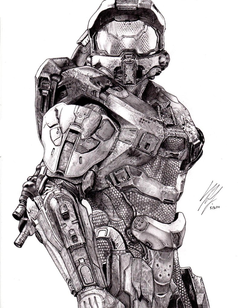 787x1016 Halo 4 Master Chief By Captaindragonslayer6 - Master Chief Sketch