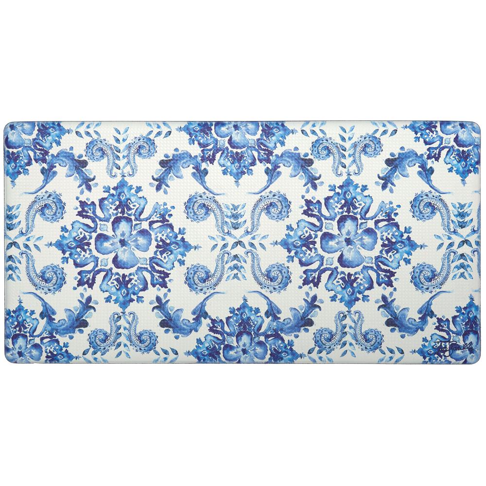 1000x1000 Home Dynamix Nicole Miller Cook N Comfort Blue Poppy Sketch Tile - Mat Sketch