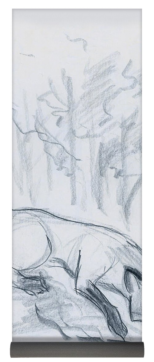 500x1171 Japanese Fox Sketch Yoga Mat For Sale By Brandy Woods - Mat Sketch