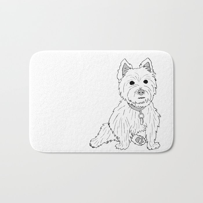 700x700 Westie Sketch Bath Mat By Circusdogindustries Society6 - Mat Sketch