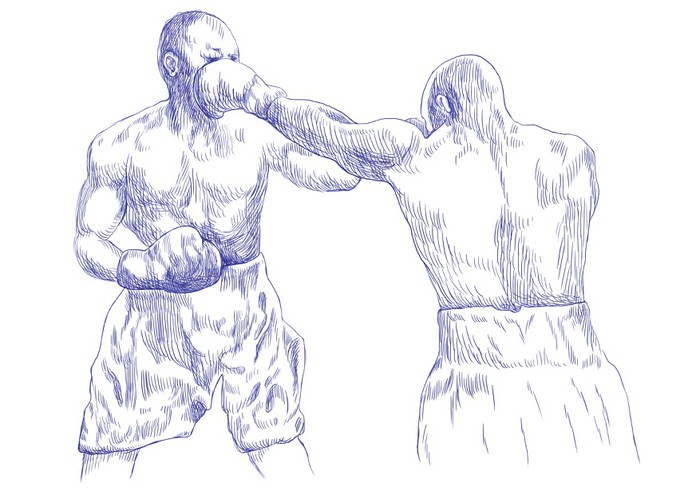 700x495 Boxing Match (This Is Original Blue Sketch, Sharp Outlines !) Wall - Match Sketch