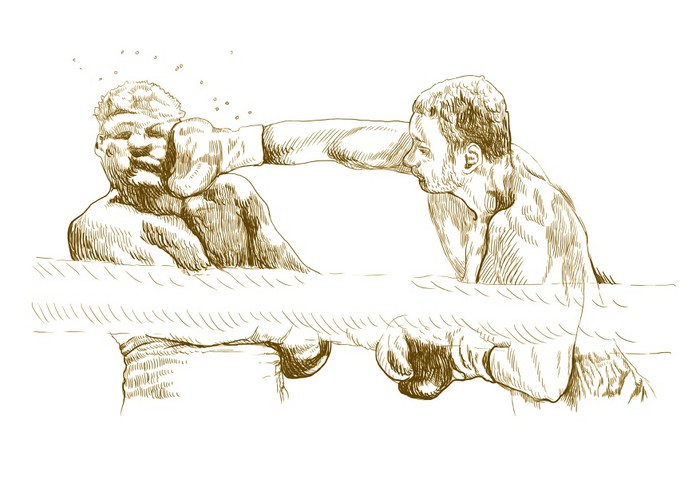 700x495 Boxing Match (This Is Original Brown Sketch, Sharp Outlines - Match Sketch