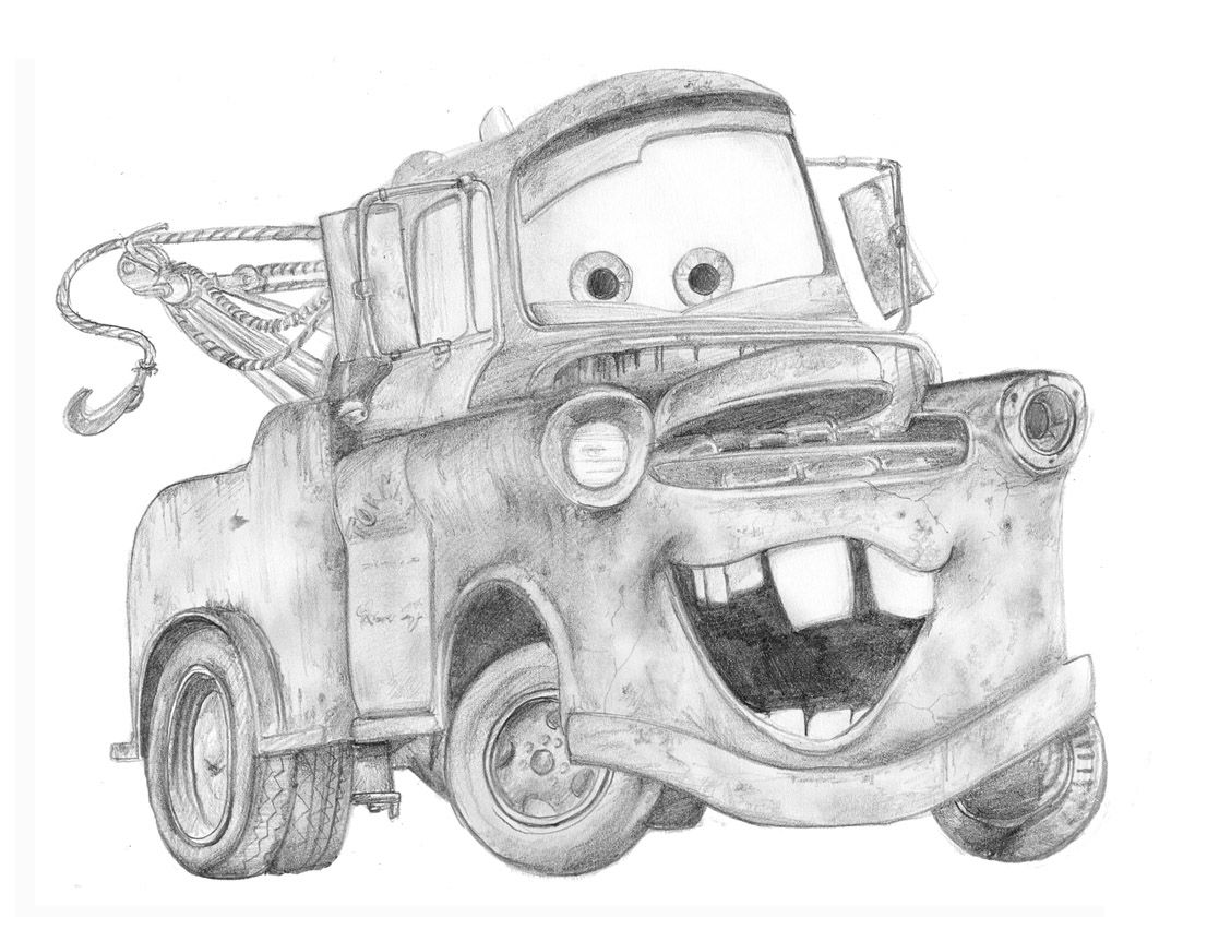 1106x862 Pencil Drawings Of Old Cars Mater By Invisiblesnow - Mater Sketch