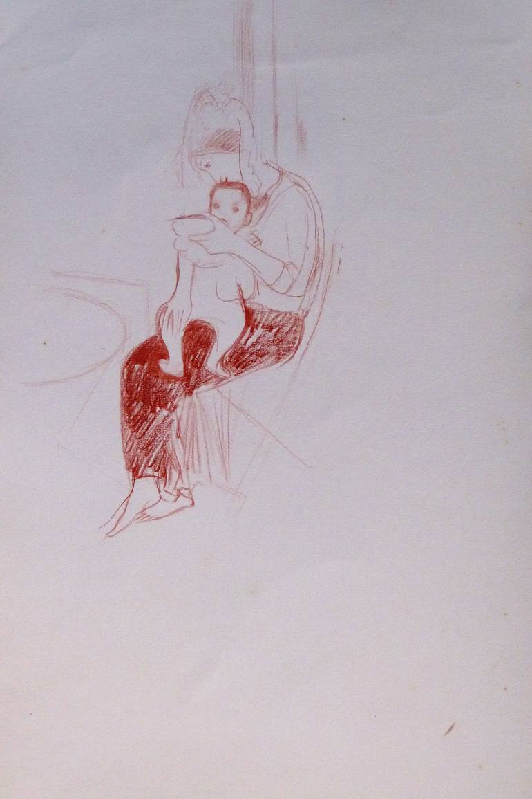 770x1155 Saatchi Art Maternity, Sketch For A Painting - Maternity Sketch
