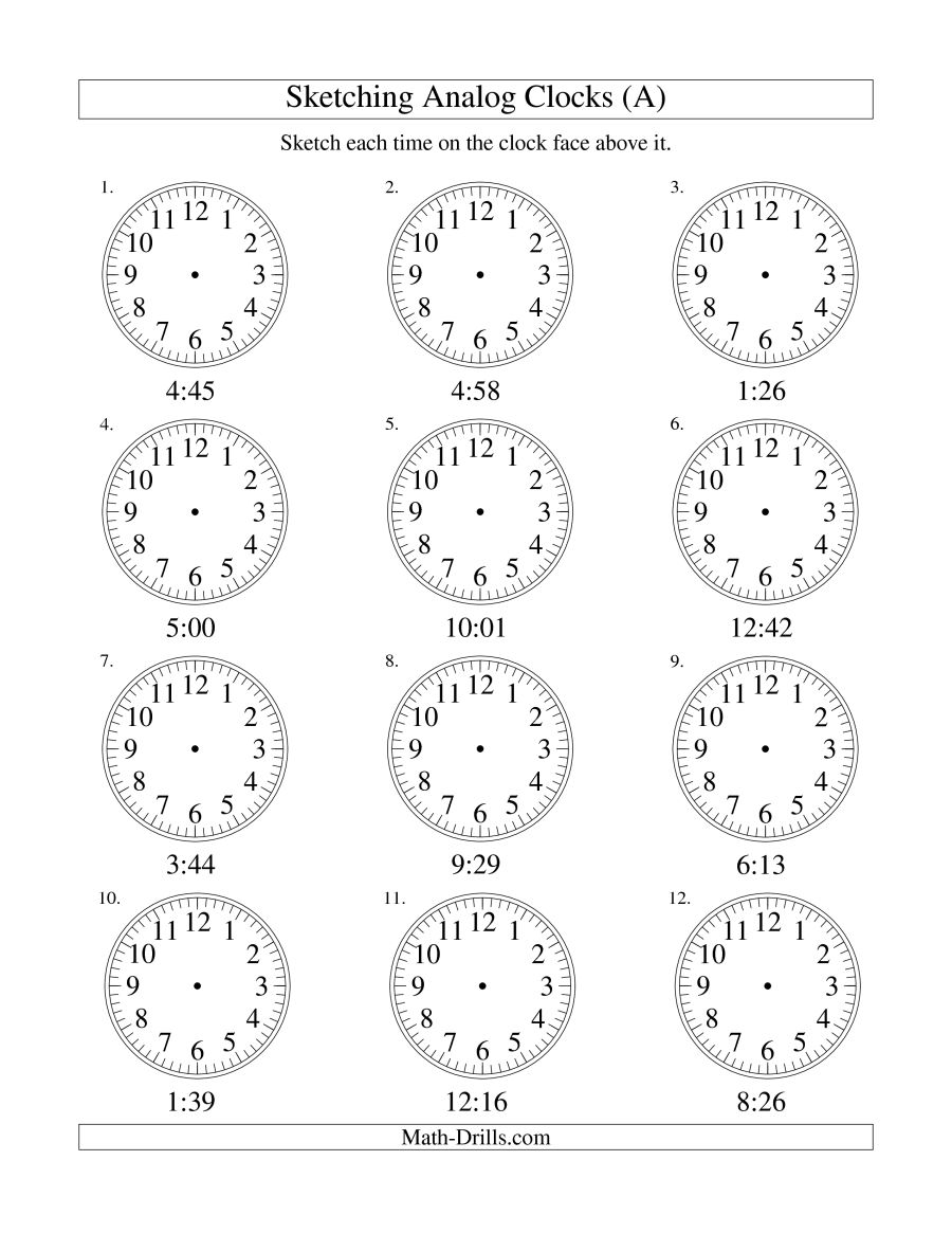 900x1165 Sketching Time On Analog Clocks In 1 Minute Intervals (A) - Math Sketch