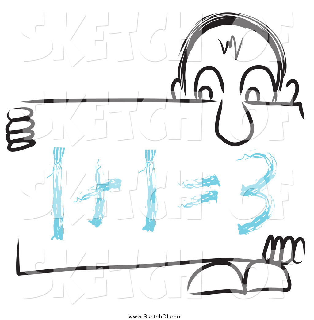 1024x1044 Drawing Of A Long Nosed Sketch3d Guy Holding A Math Sign Board By - Math Sketch