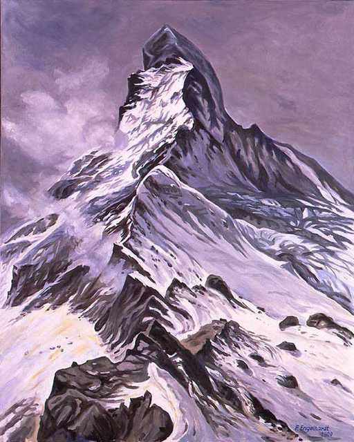 512x640 Fritz Engelhardt Artwork Matterhorn Original Painting Oil - Matterhorn Sketch