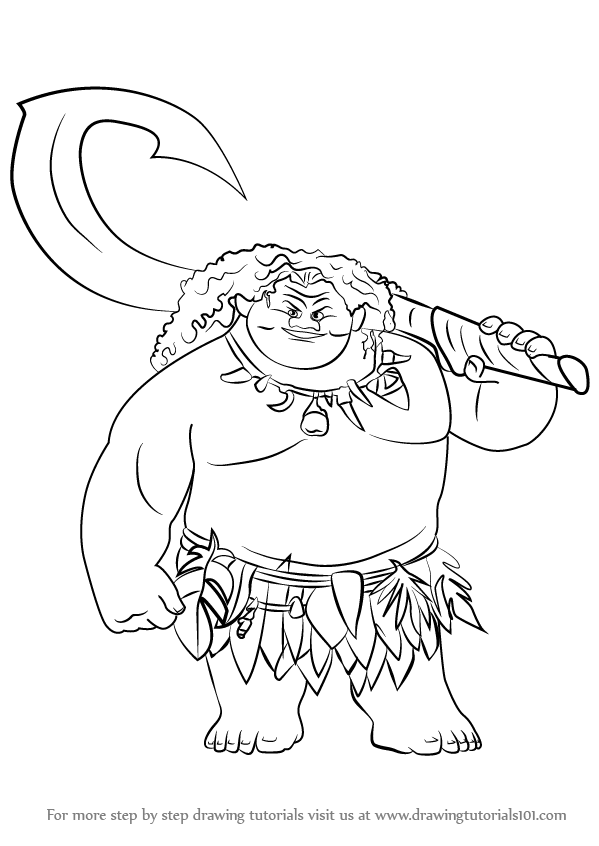 599x846 Learn How To Draw Maui From Moana (Moana) Step By Step Drawing - Maui Sketch