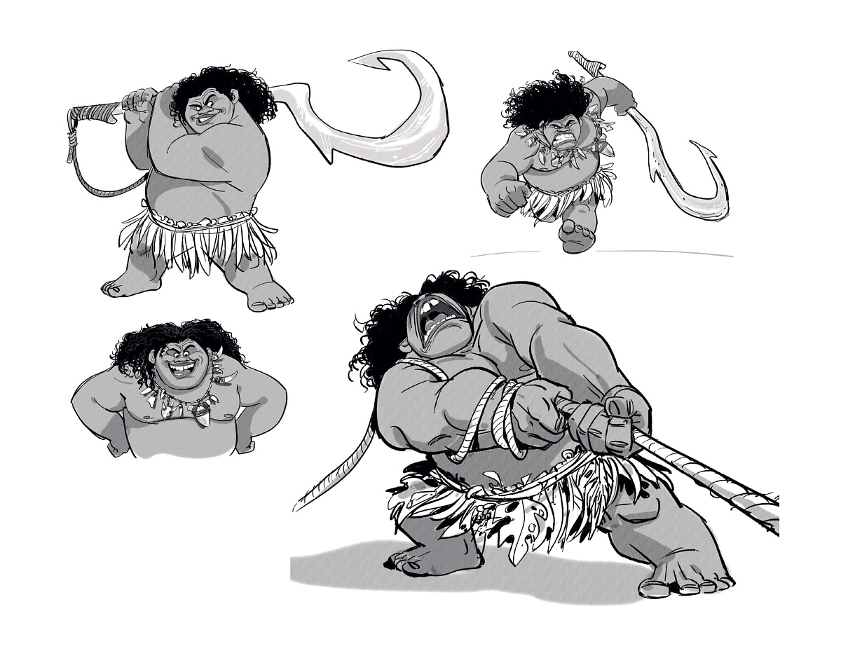 1200x932 The Art Of Moana Concept Art World - Maui Sketch