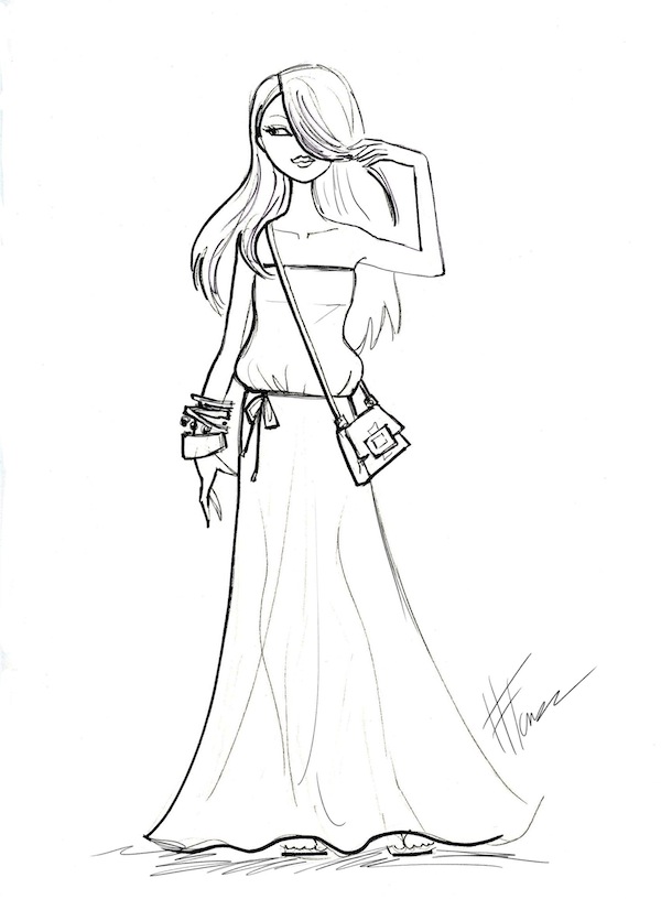 600x826 Sketches Of Some Cute Outfits For Summer - Maxi Dress Sketch