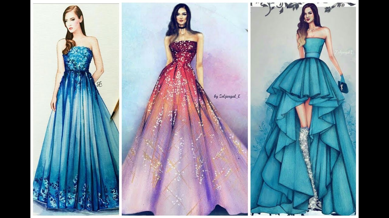 1280x720 Top Amp Stylish Party Wear Dress Design Sketches For Girls Women - Maxi Dress Sketch