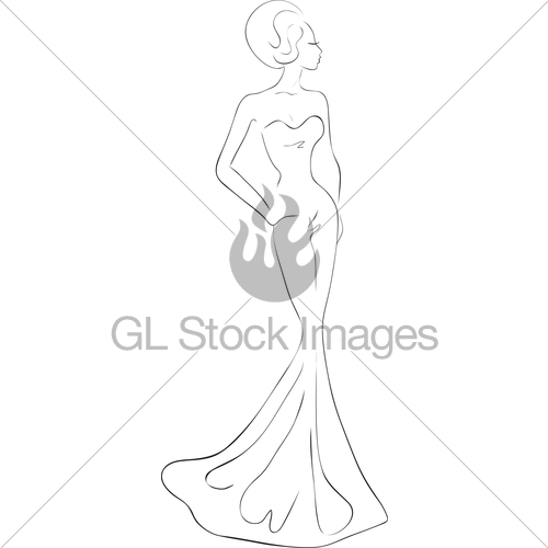 500x500 Woman In Evening Maxi Dress Gl Stock Images - Maxi Dress Sketch