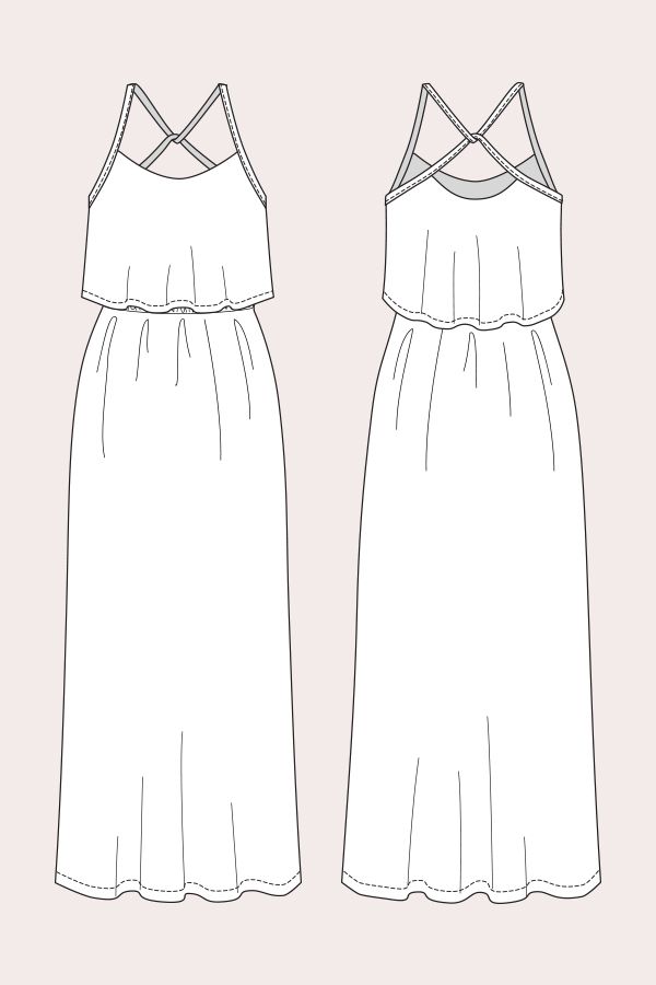 600x900 Delphi Layered Maxi Dress Ss2017 Dresses, Dress - Maxi Dress Sketch