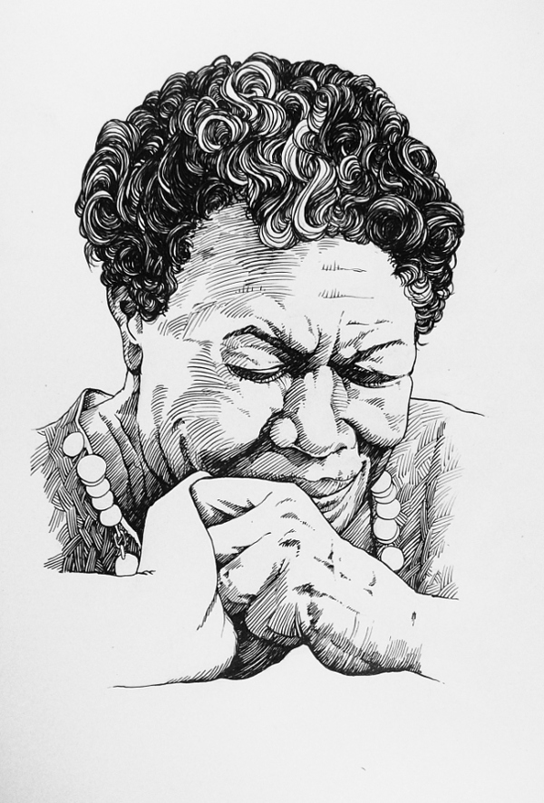600x886 Maya Angelou By Outsidelogic - Maya Angelou Sketch