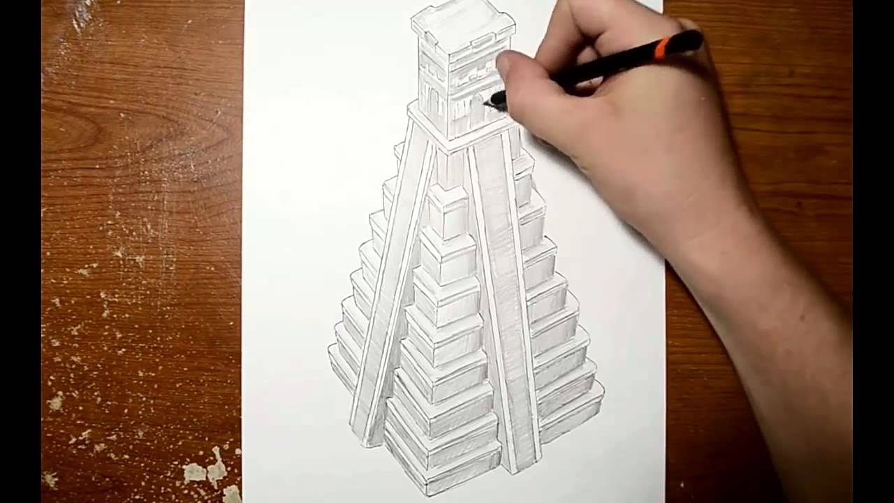 1280x720 Drawn Pyramid Mayan Temple - Mayan Pyramid Sketch