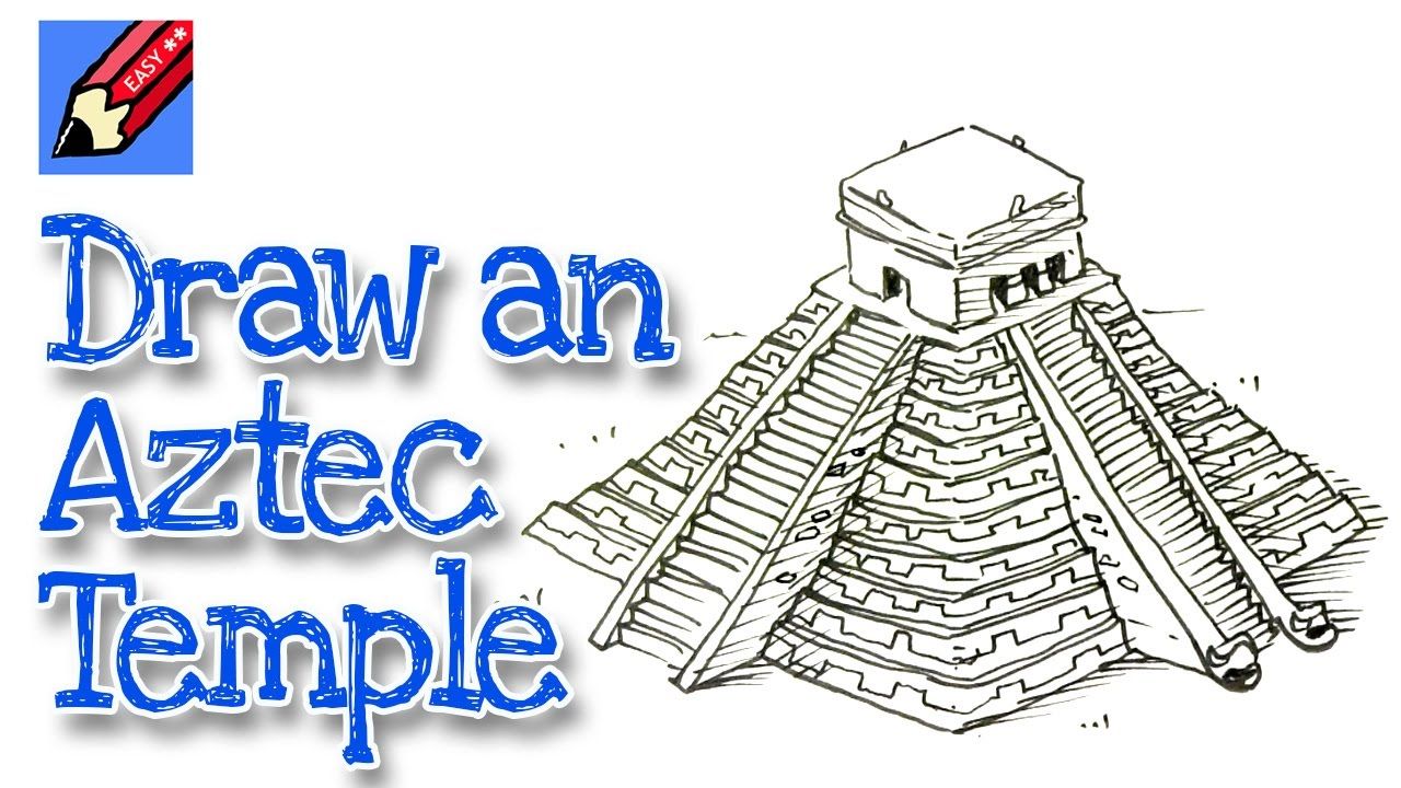 1280x720 How To Draw An Mayan Pyramid Temple (Chichen Itza) Real Easy For - Mayan Pyramid Sketch