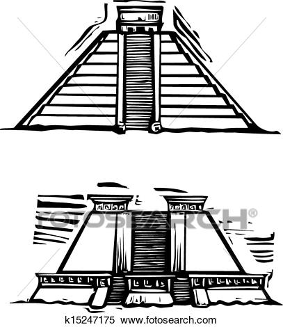407x470 Mayan Clipart Mexican Pyramid - Mayan Pyramid Sketch