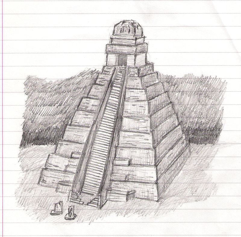 800x786 Mayan Pyramid Sketch By Fire Ice N Lightning - Mayan Pyramid Sketch