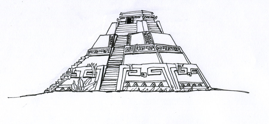 Mayan Temple Sketch at PaintingValley.com | Explore collection of Mayan ...