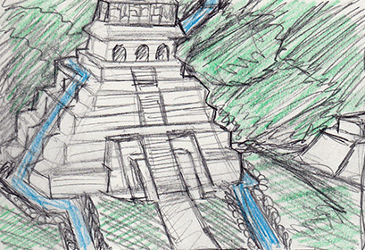 409x280 Temple Commission Mayan Temple - Mayan Temple Sketch