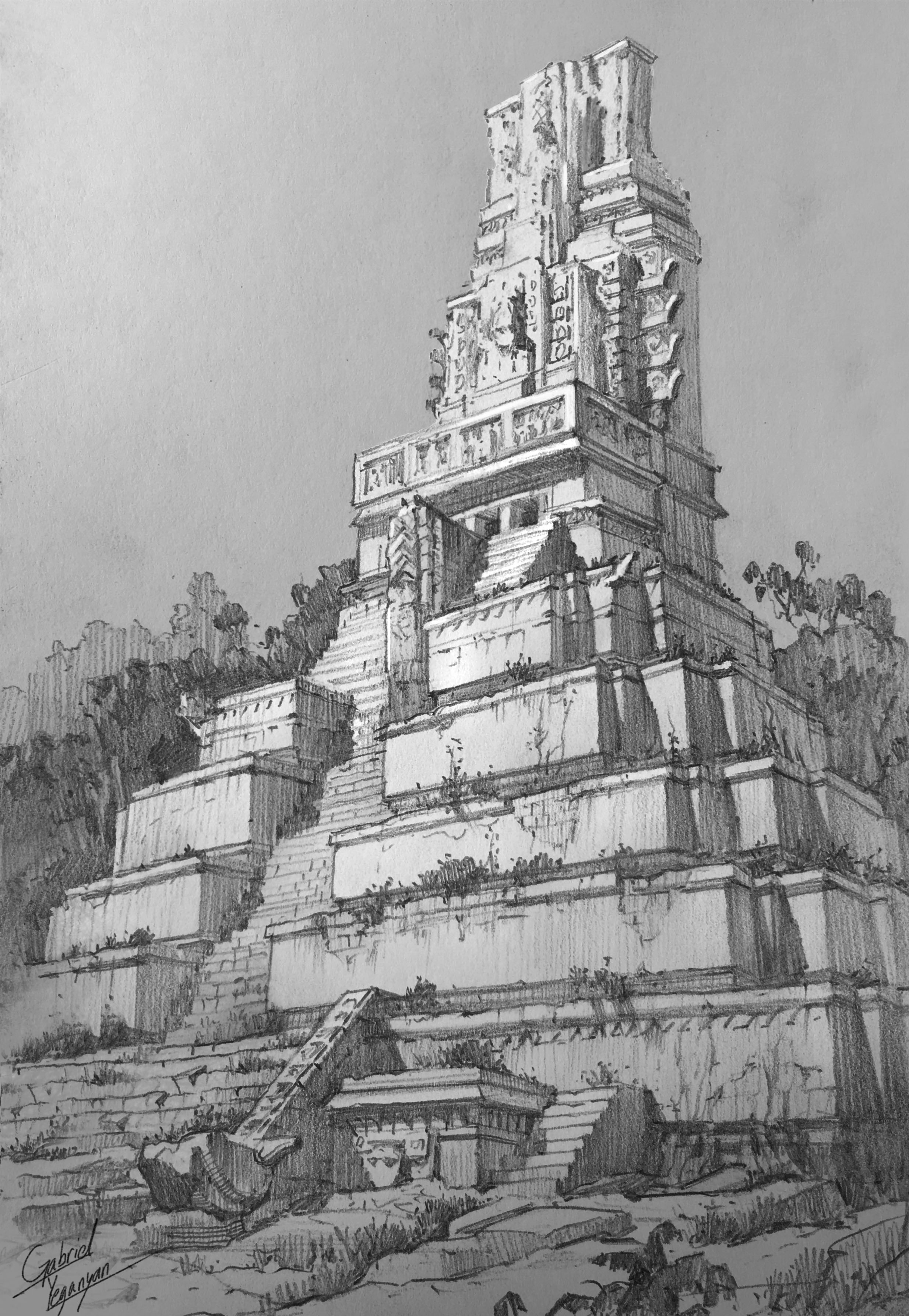 Mayan Temple Sketch at Explore collection of Mayan