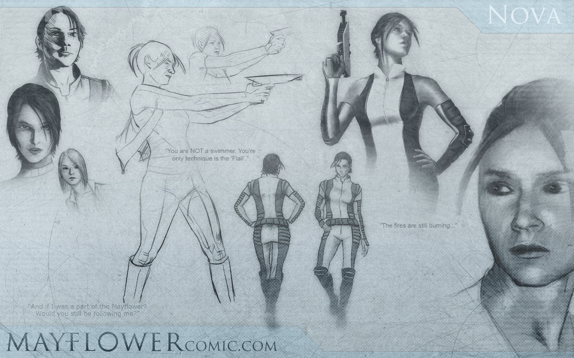 1920x1200 Sketch Collage Roger, Nova, And Tyr Mayflower - Mayflower Sketch