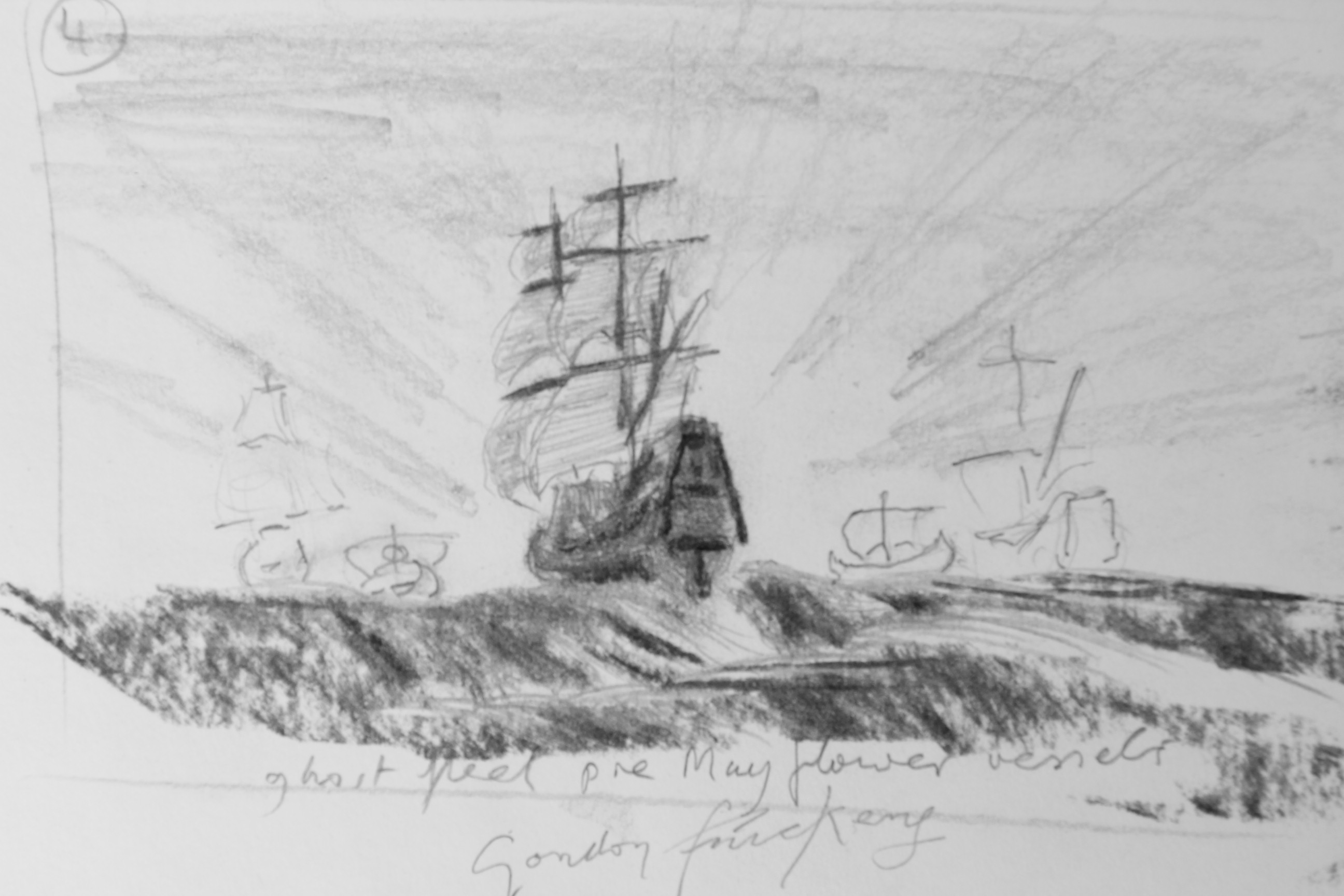 2592x1728 The Mayflower Artist Gordon Frickers - Mayflower Sketch