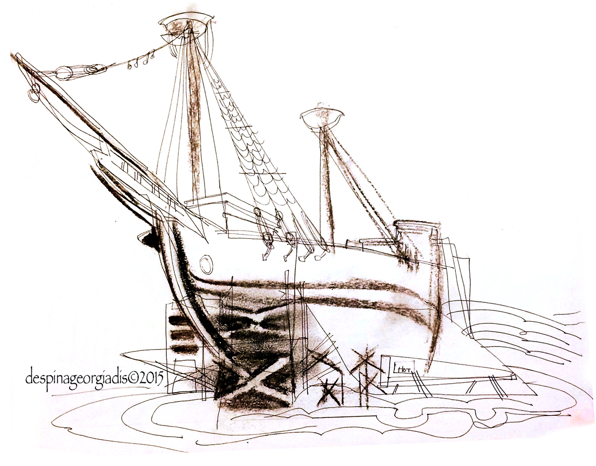1200x940 The Mayflower Despina Illustration - Mayflower Sketch