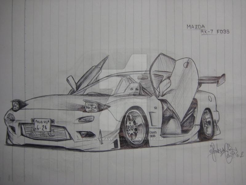 800x600 Mazda Rx 7 Fd3s Quick Sketch By Soundwaver1984 - Mazda Rx7 Sketch