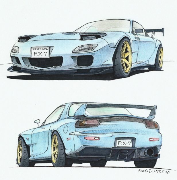 Mazda Rx7 Sketch at PaintingValley.com | Explore collection of Mazda ...