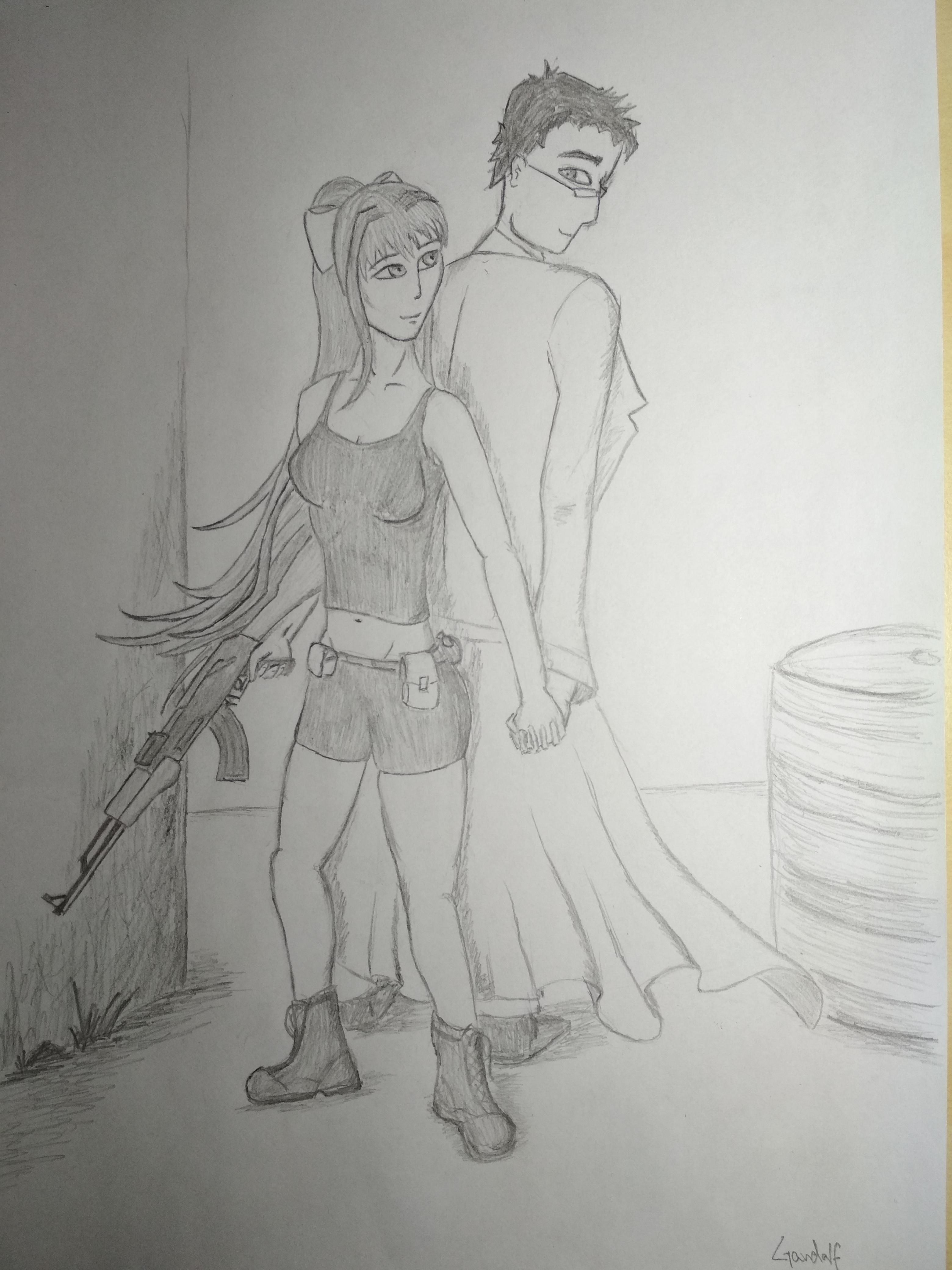 3120x4160 Sketch Of Mc And Monika [Pl] Ddlc - Mc Sketch