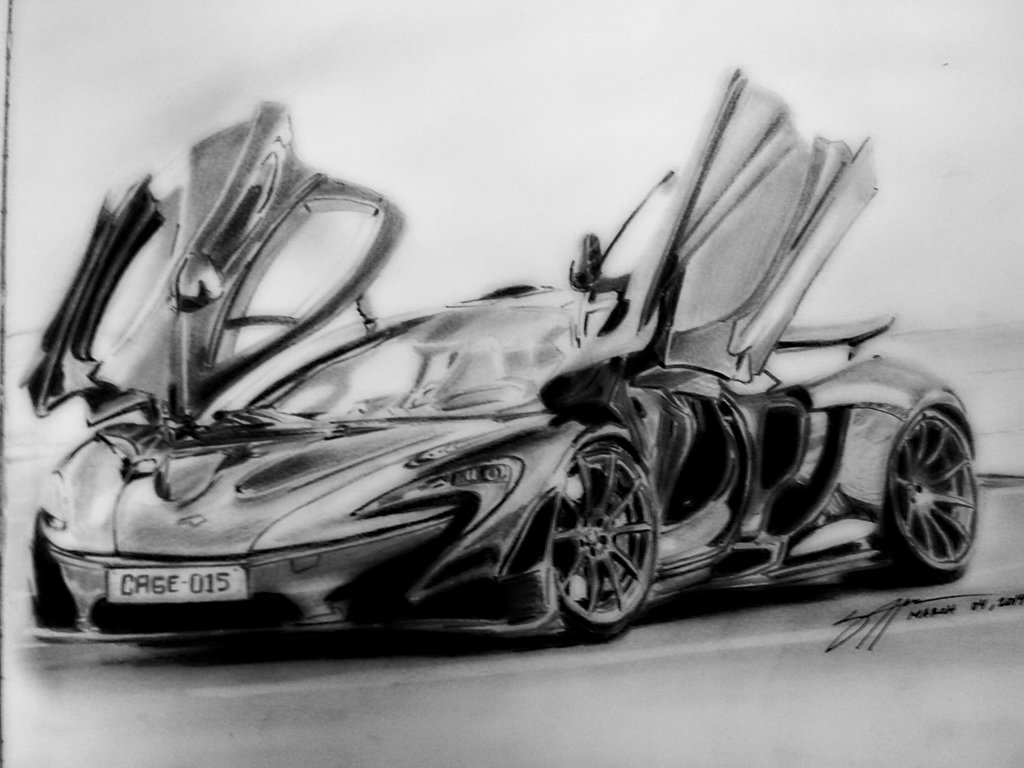 1024x768 Semi Realistic Sketch No. 9 - Mclaren P1 Sketch
