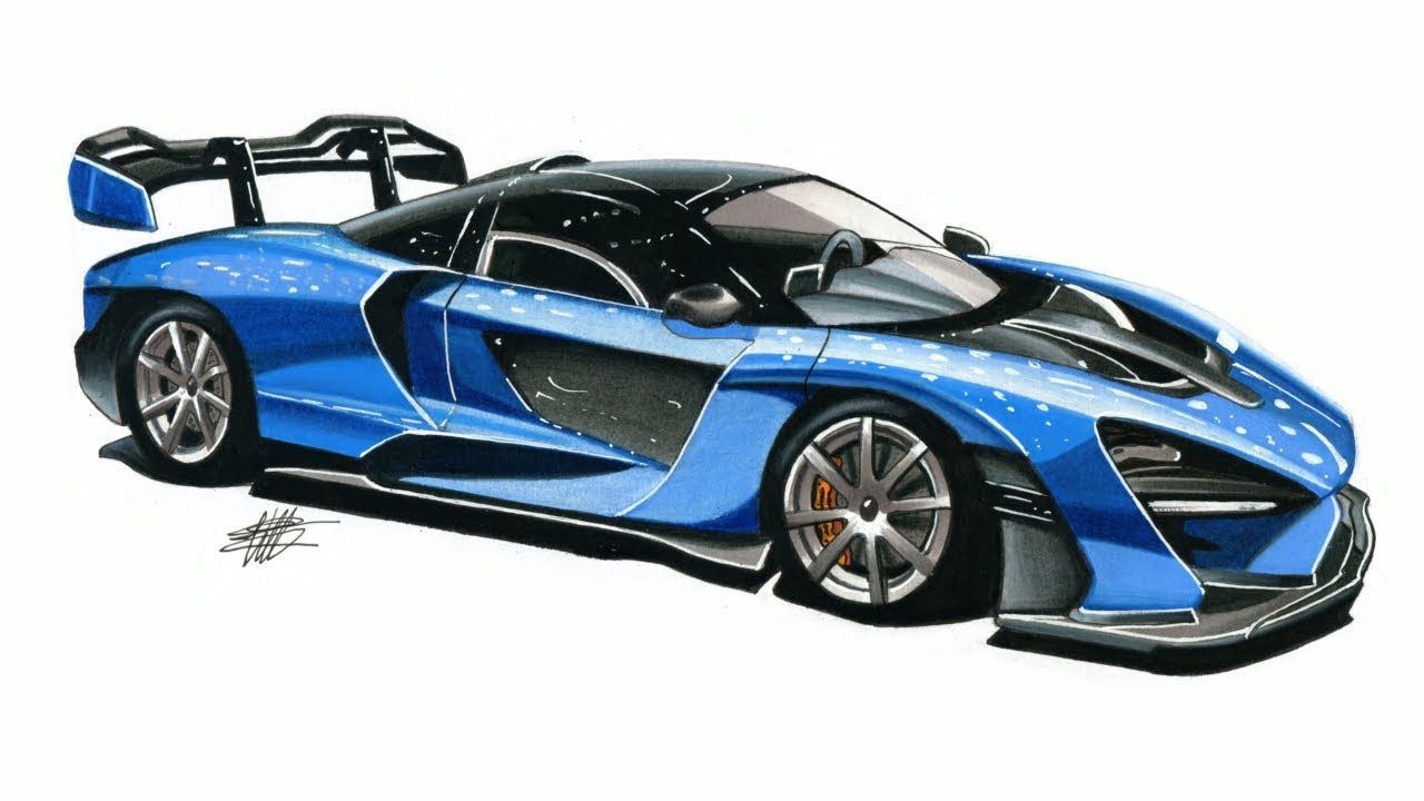 1280x720 Realistic Car Drawing - Mclaren Sketch