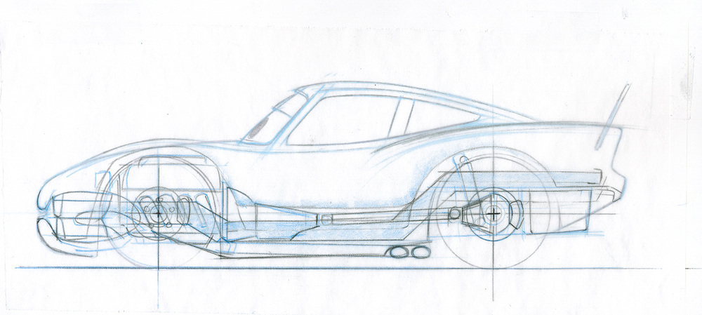 1000x449 Pixar Animation Studios - Mcqueen Car Sketch
