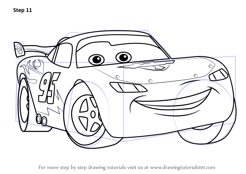 844x597 Learn How To Draw Lightning Mcqueen From Cars (Cars) Step By Step - Mcqueen Sketch
