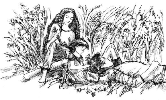 579x350 Three In A Meadow - Meadow Sketch