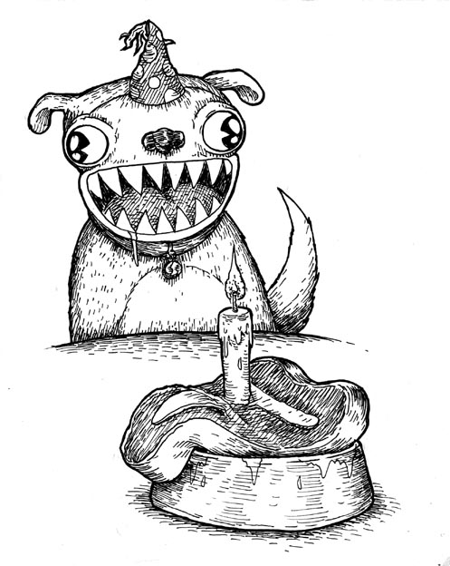 497x624 Robotic Arms Press Prints An Shit By Nick Francel Dog Birthday! - Mean Dog Sketch