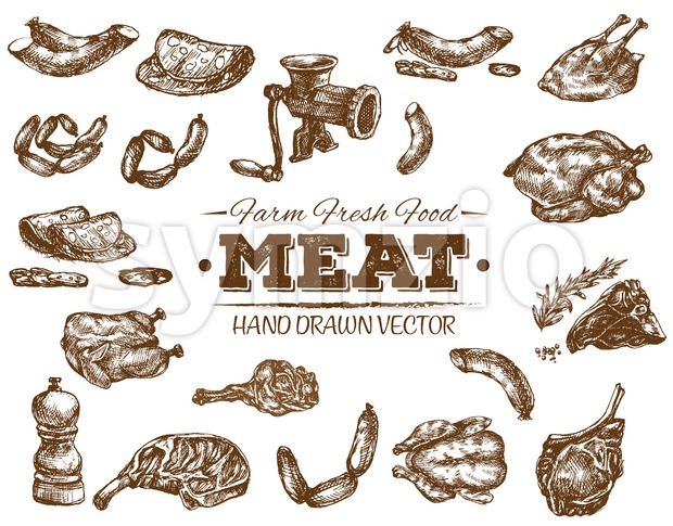 620x485 Collection 1 Of Hand Drawn Meat Sketch, Black And White Vector - Meat Sketch