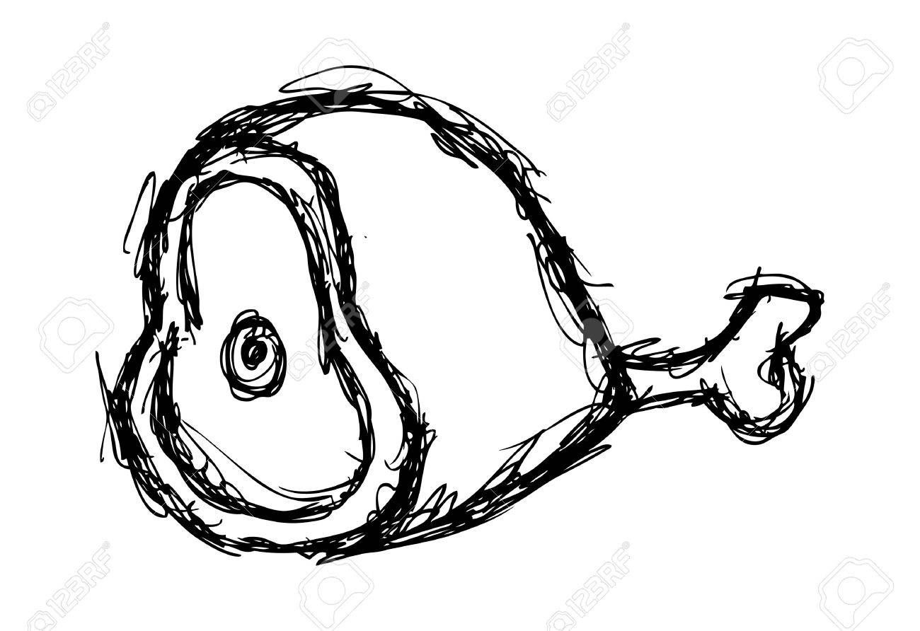 1300x892 Vector Meat Steak Sketch Drawing Designer Template Hand Drawn - Meat Sketch