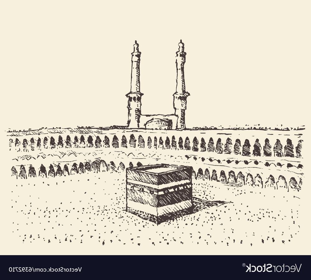 1000x901 Top Holy Kaaba Mecca Saudi Arabia Muslim Sketch Vector Design - Mecca Sketch