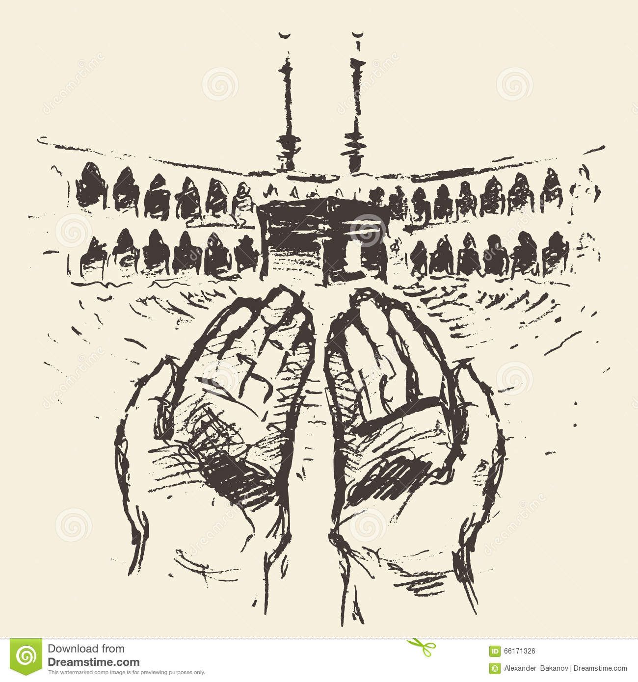 1300x1390 Holy Kaaba Mecca Saudi Arabia Praying Hands - Mecca Sketch