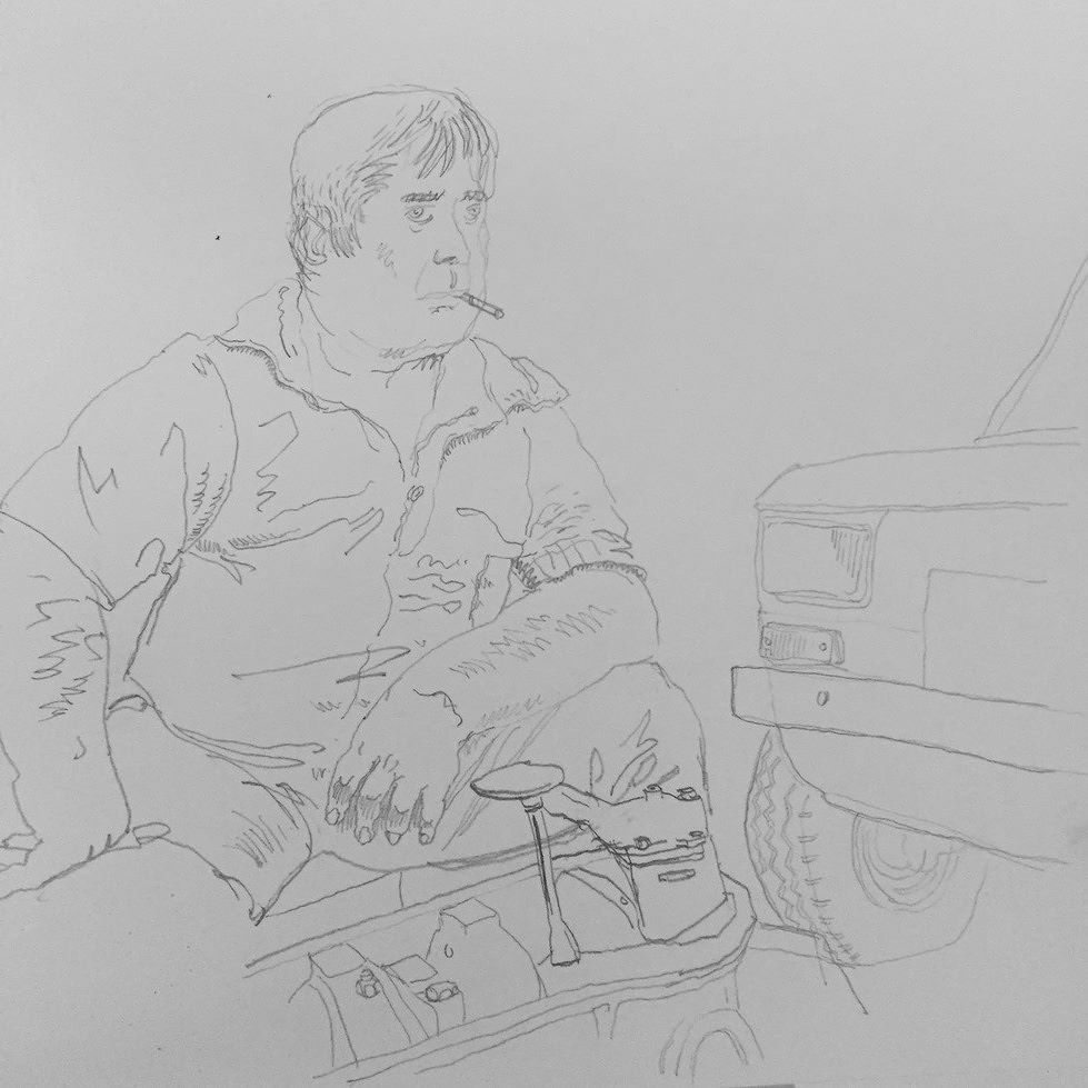 979x979 Mechanic Preparatory Sketch For An Illustration An A Short Story - Mechanic Sketch