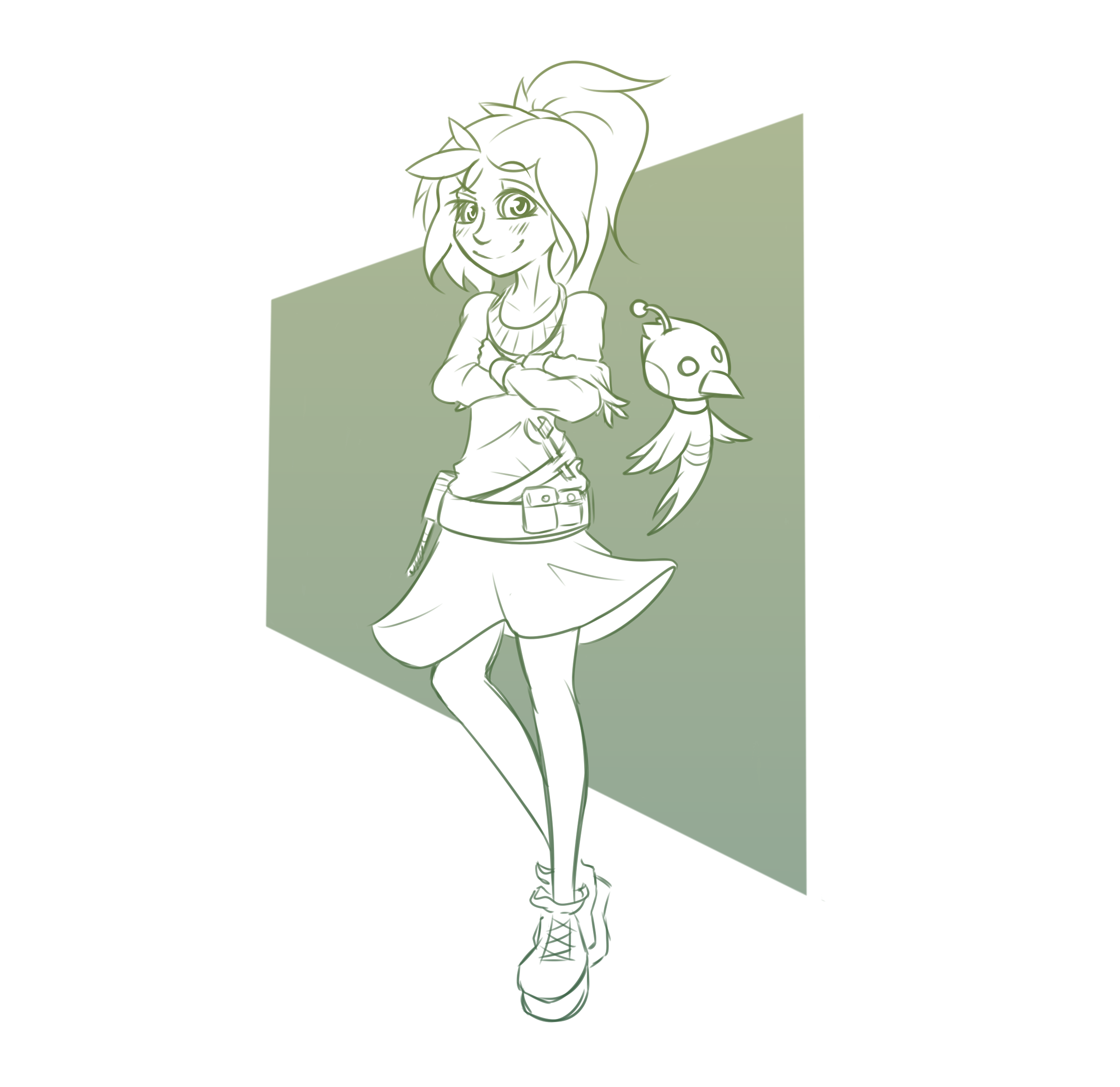 2466x2394 Mechanic Girl And Mech Bird Sketch Animesketch - Mechanic Sketch