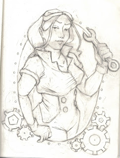 243x320 Paige Halsey Warren The Mechanic Sketch - Mechanic Sketch