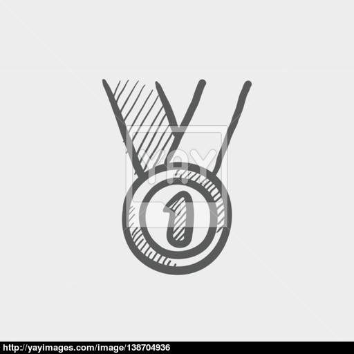 512x512 First Place Medal Sketch Icon Vector - Medal Sketch