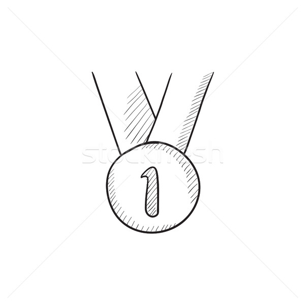 600x600 Medal For First Place Sketch Icon. Vector Illustration Andrei - Medal Sketch