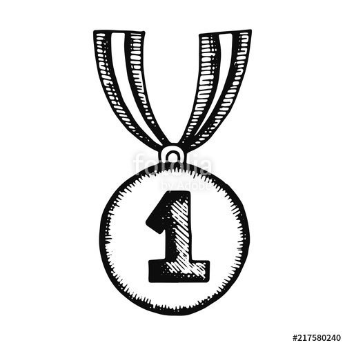 500x500 Medal For Winning The Object. Isolated Sketch Stock Image And - Medal Sketch